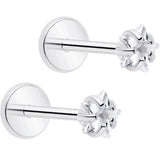 3mm CZ Star Flat Back Stud Earrings - 1 Pair - BodyCandy - Flyclothing LLC