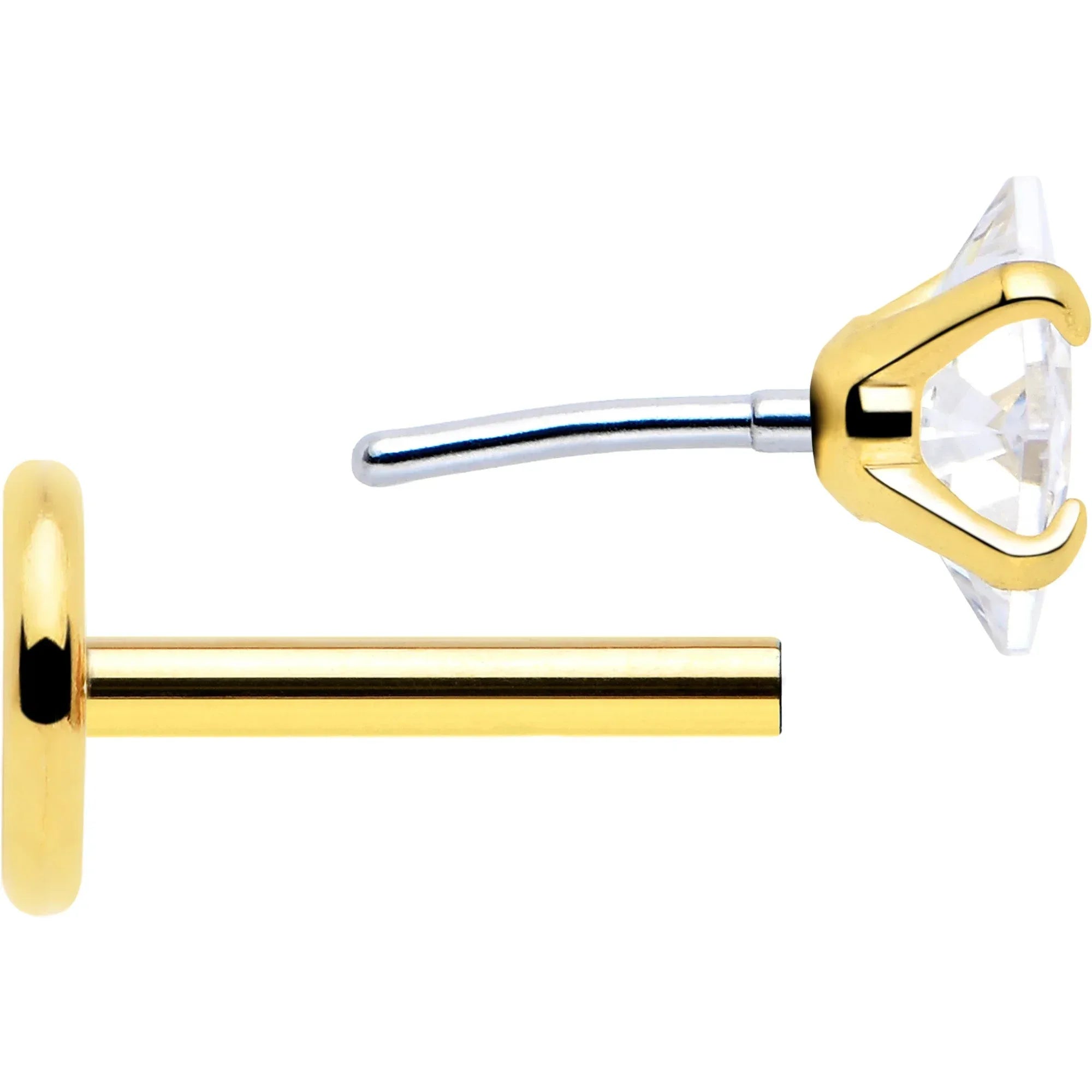 3mm CZ Star Flat Back Stud Earrings - 1 Pair - BodyCandy - Flyclothing LLC