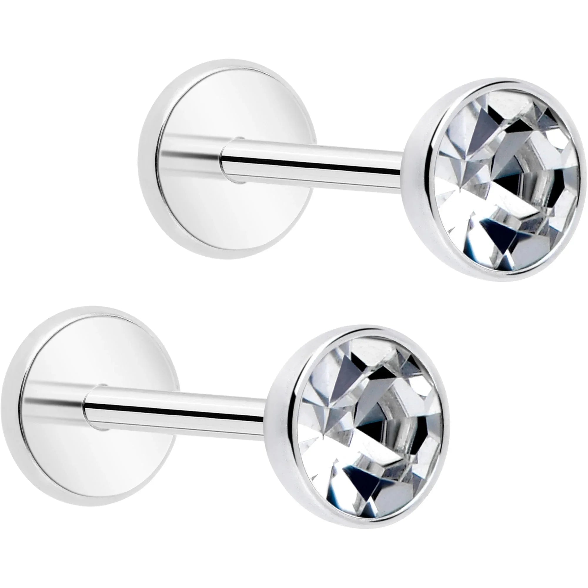 4mm CZ Gem Round Flat Back Stud Earrings - 1 Pair - BodyCandy - Flyclothing LLC