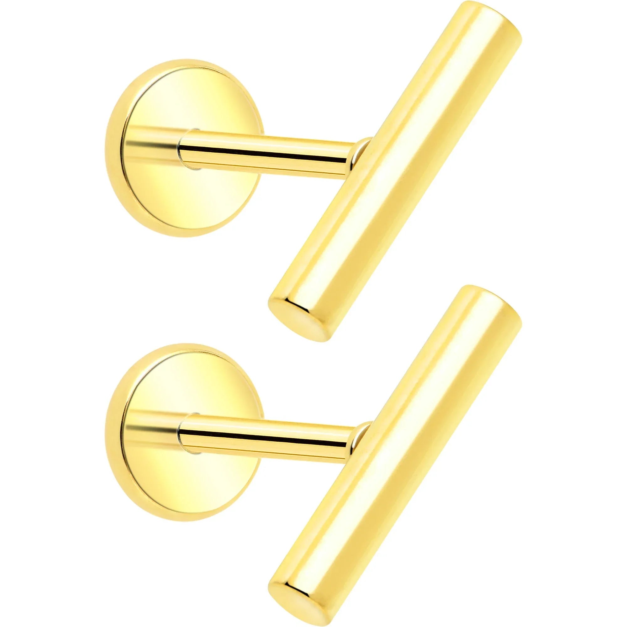 316L Surgical Steel Straight Barbell Flat Back Stud Earrings - 1 Pair - BodyCandy - Flyclothing LLC