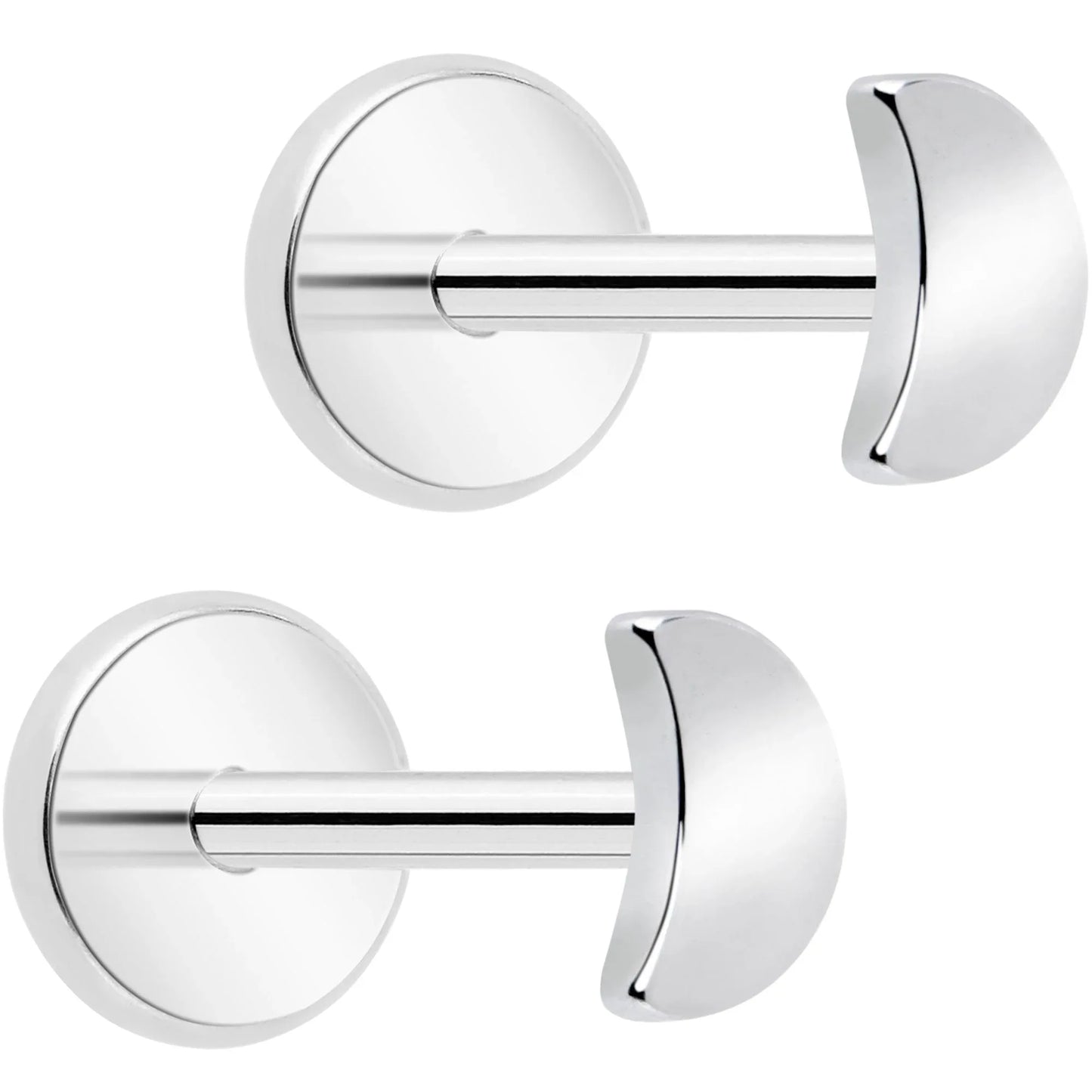 4mm Crescent Moon Flat Back Stud Earrings - 1 Pair - BodyCandy - Flyclothing LLC