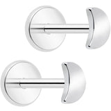 4mm Crescent Moon Flat Back Stud Earrings - 1 Pair - BodyCandy - Flyclothing LLC