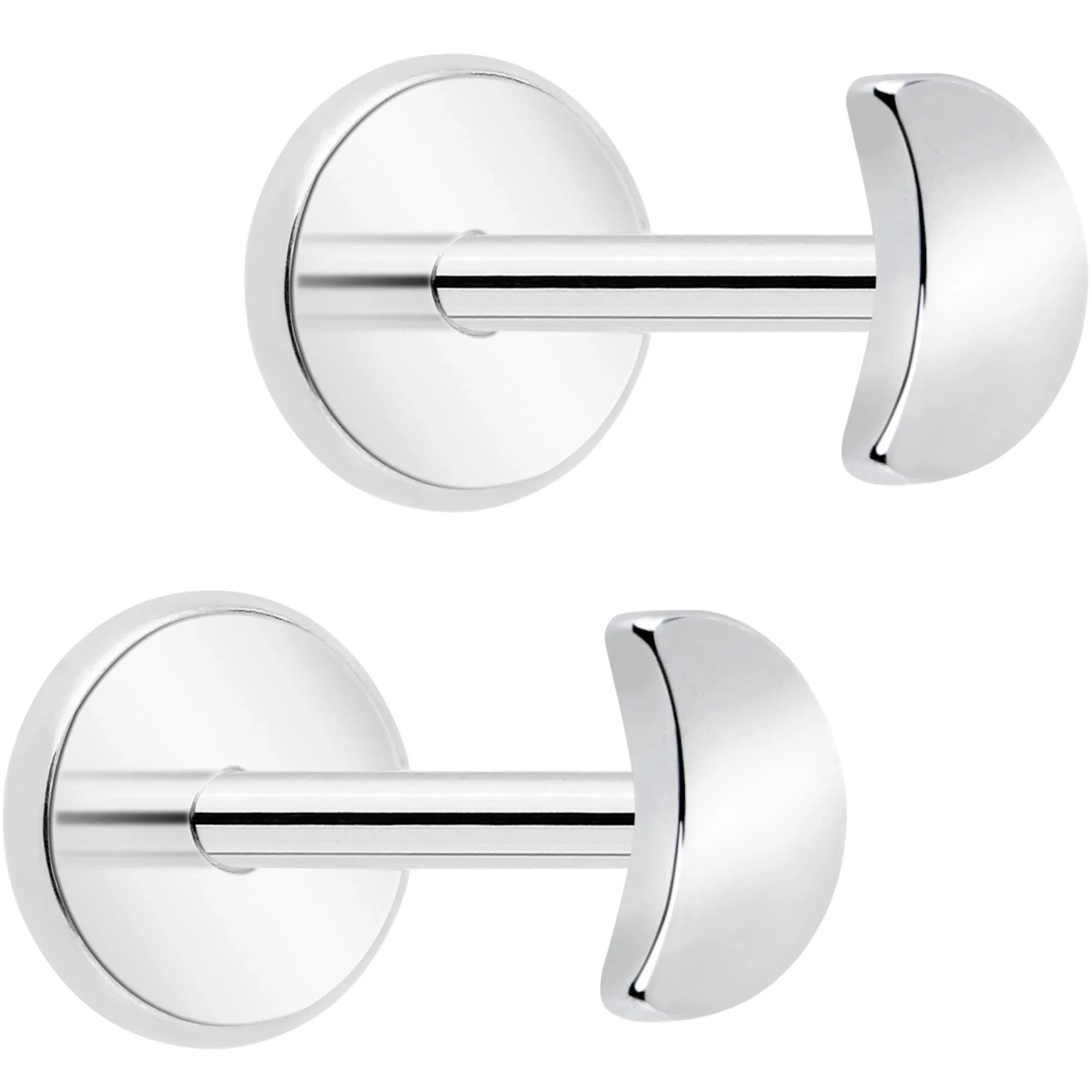 4mm Crescent Moon Flat Back Stud Earrings - 1 Pair - BodyCandy - Flyclothing LLC