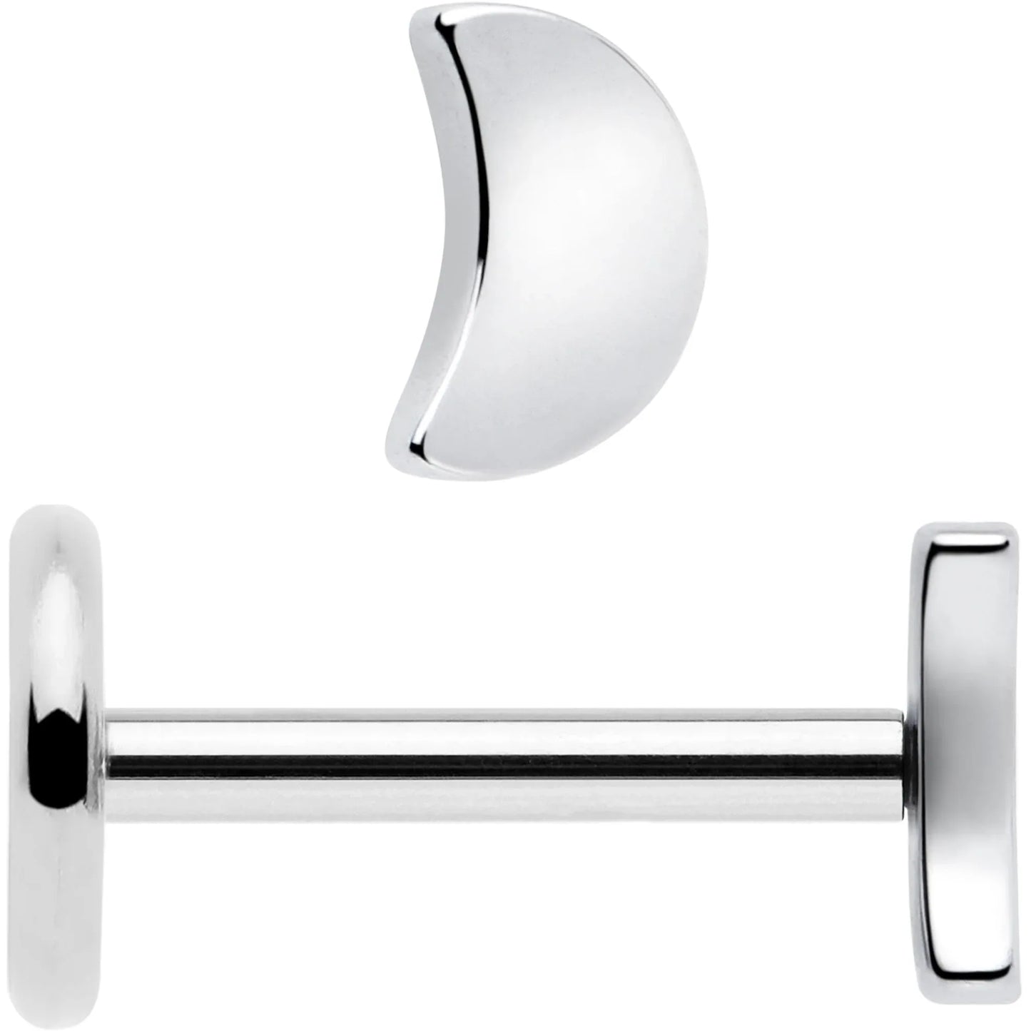 4mm Crescent Moon Flat Back Stud Earrings - 1 Pair - BodyCandy - Flyclothing LLC