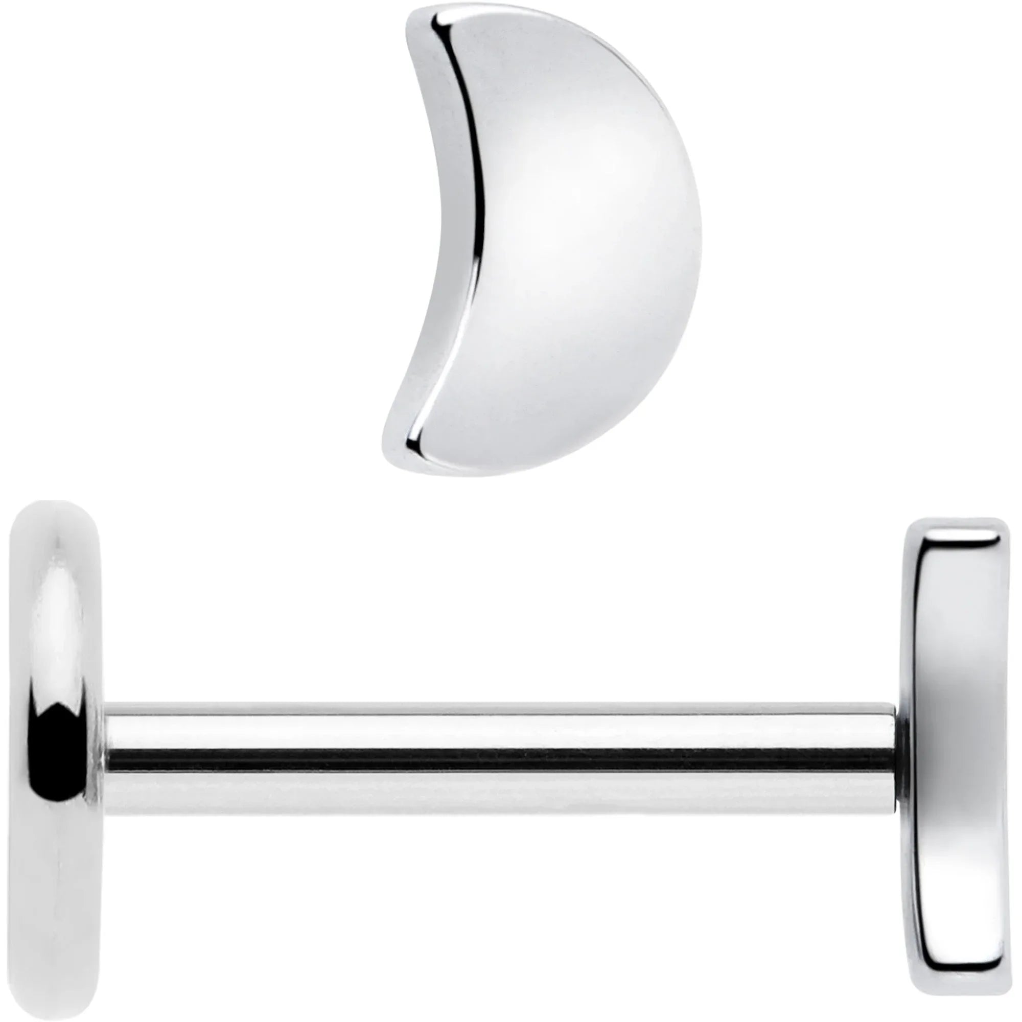 4mm Crescent Moon Flat Back Stud Earrings - 1 Pair - BodyCandy - Flyclothing LLC