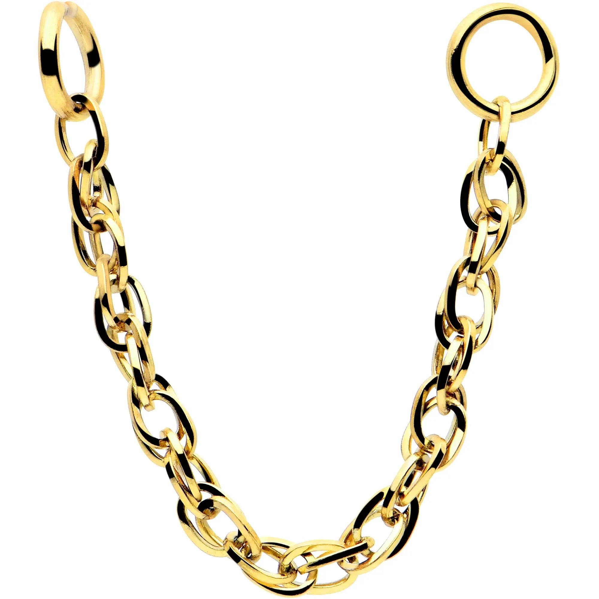 1 1/4 Gold Tone Flat Back Earring Removable Connector Chain Links - BodyCandy - Flyclothing LLC