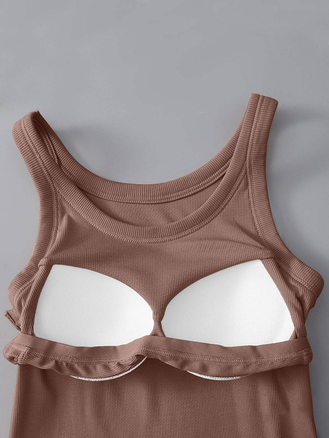 Round Neck Tank with Bra - Trendsi - Flyclothing LLC