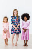 Soft Pink Suns 3/4 Sleeve Pocket Twirl Dress - Mila & Rose ®
