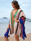Openwork Color Block Plunge Cover-Up - Trendsi