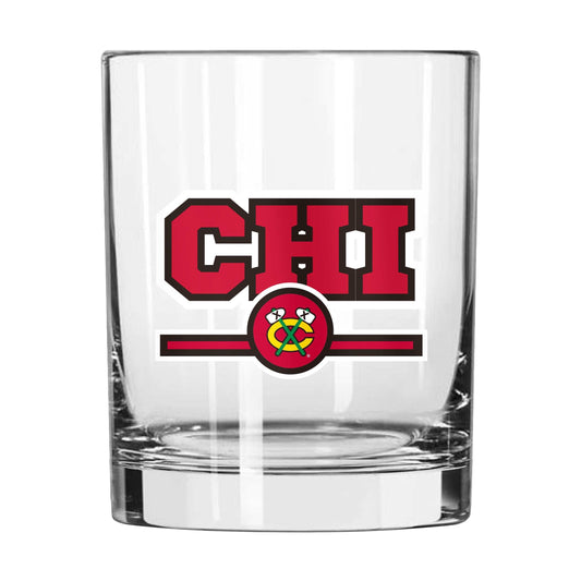 Chicago Blackhawks 14oz Letterman Rocks Glass - Logo Brands - Flyclothing LLC