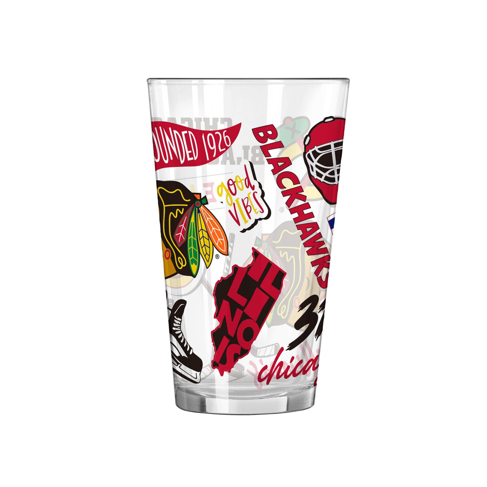 Chicago Blackhawks 16oz Native Pint Glass - Logo Brands - Flyclothing LLC