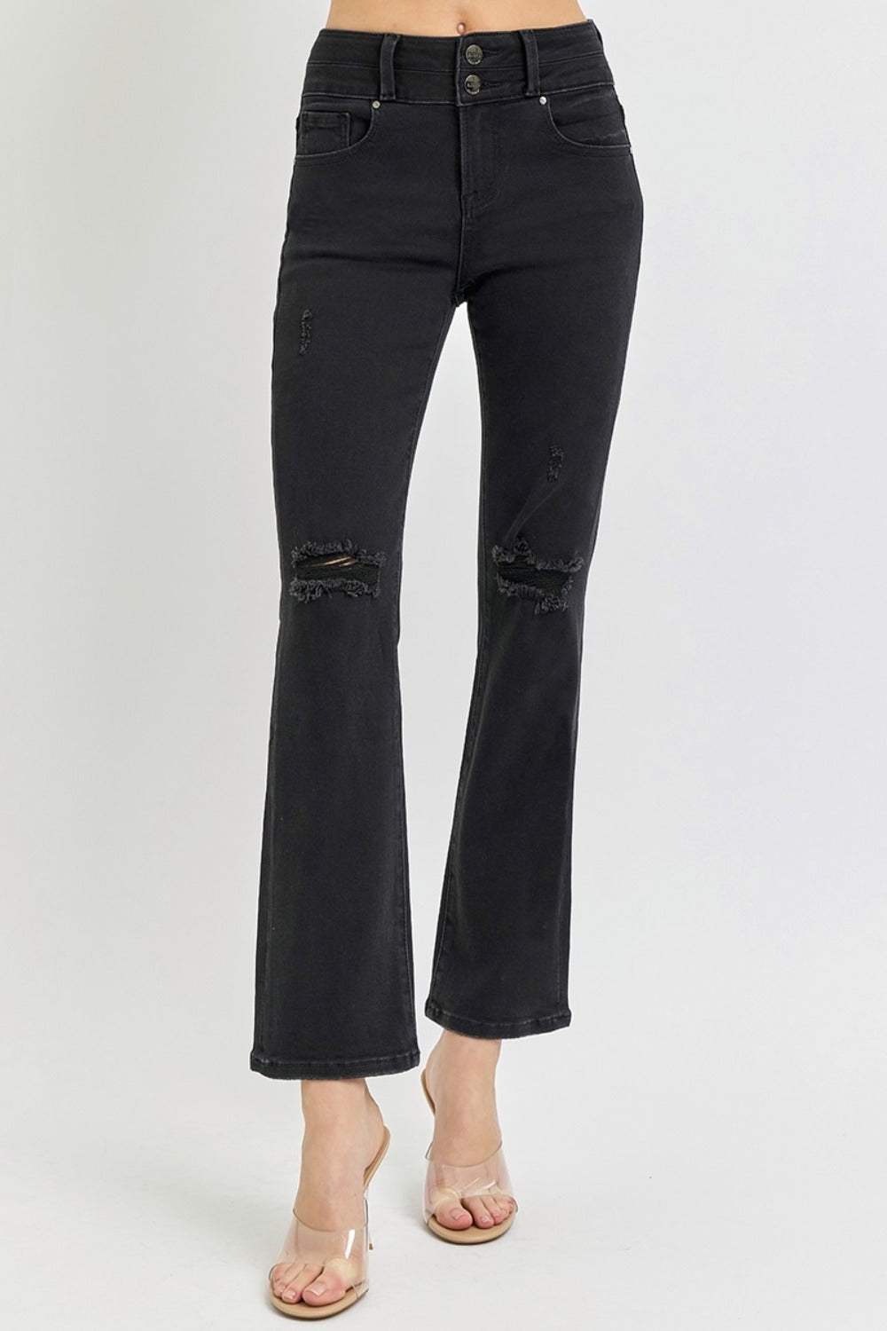 RISEN Full Size High Rise Wide Waistband Ankle Bootcut Jeans - Trendsi - Flyclothing LLC