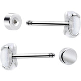 White Synthetic Opal Flat Back Stud Earrings - 3 Pairs - BodyCandy - Flyclothing LLC