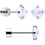 White Synthetic Opal Flat Back Stud Earrings - 3 Pairs - BodyCandy - Flyclothing LLC