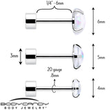 White Synthetic Opal Flat Back Stud Earrings - 3 Pairs - BodyCandy - Flyclothing LLC