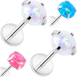 4mm Synthetic Opal Threadless Flat Back Earrings - BodyCandy - Flyclothing LLC