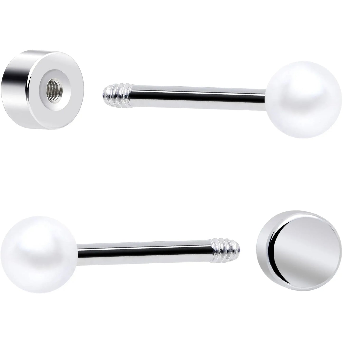 20G Clear Gem White Orb Flatback Earring Set of 6 - BodyCandy - Flyclothing LLC
