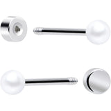 20G Clear Gem White Orb Flatback Earring Set of 6 - BodyCandy - Flyclothing LLC