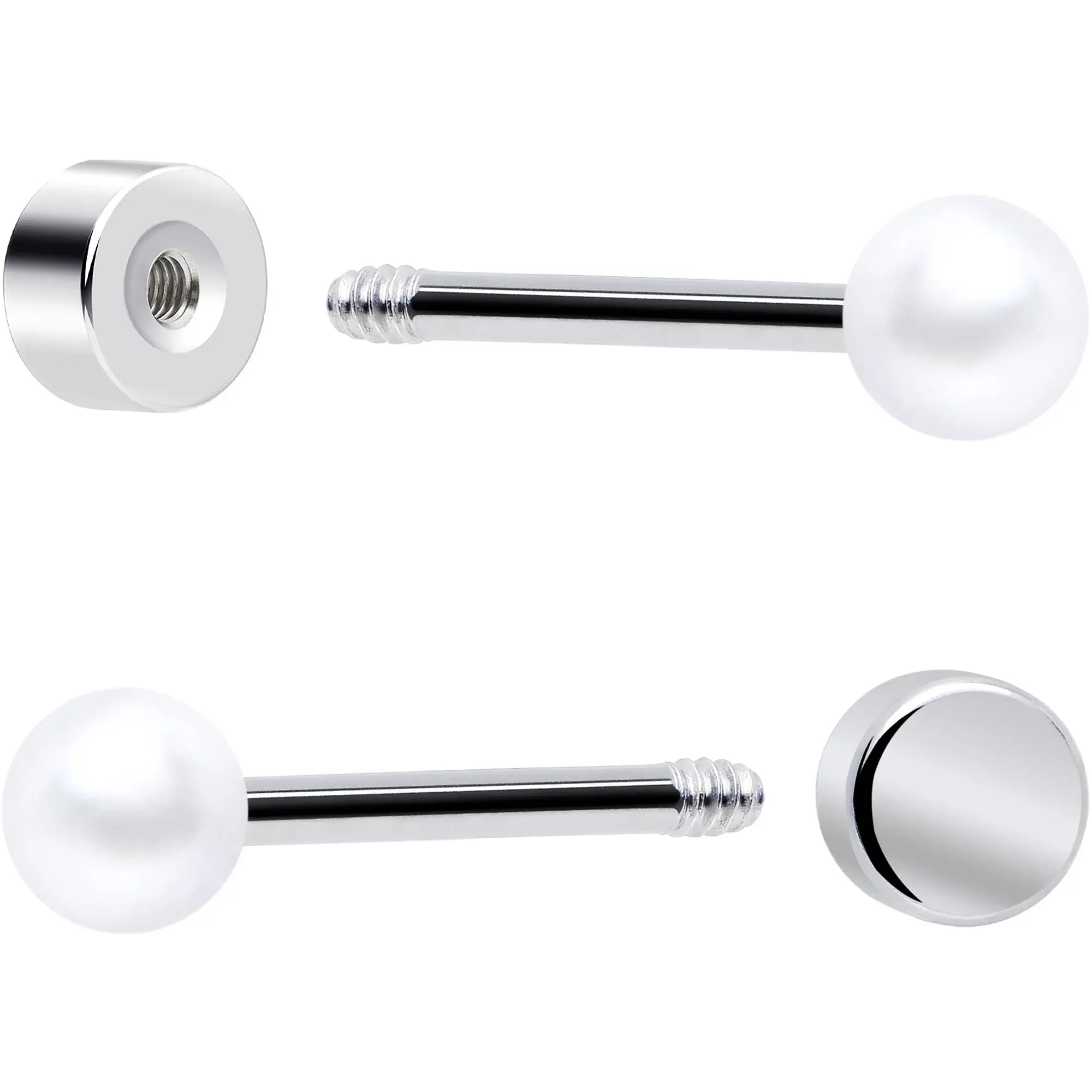 20G Clear Gem White Orb Flatback Earring Set of 6 - BodyCandy - Flyclothing LLC