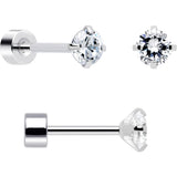 20G Clear Gem White Orb Flatback Earring Set of 6 - BodyCandy - Flyclothing LLC