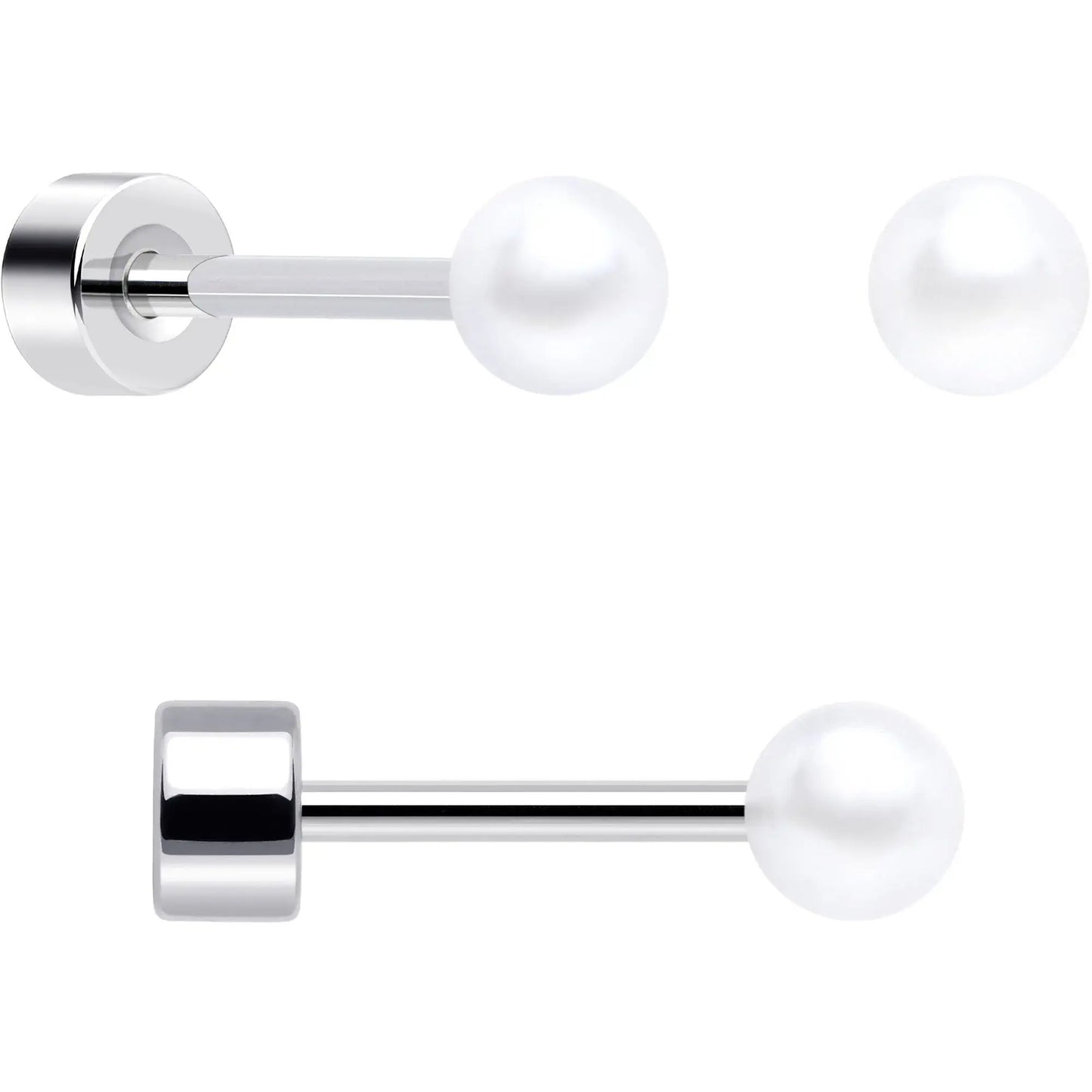 20G Clear Gem White Orb Flatback Earring Set of 6 - BodyCandy - Flyclothing LLC
