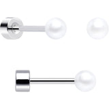 20G Clear Gem White Orb Flatback Earring Set of 6 - BodyCandy - Flyclothing LLC