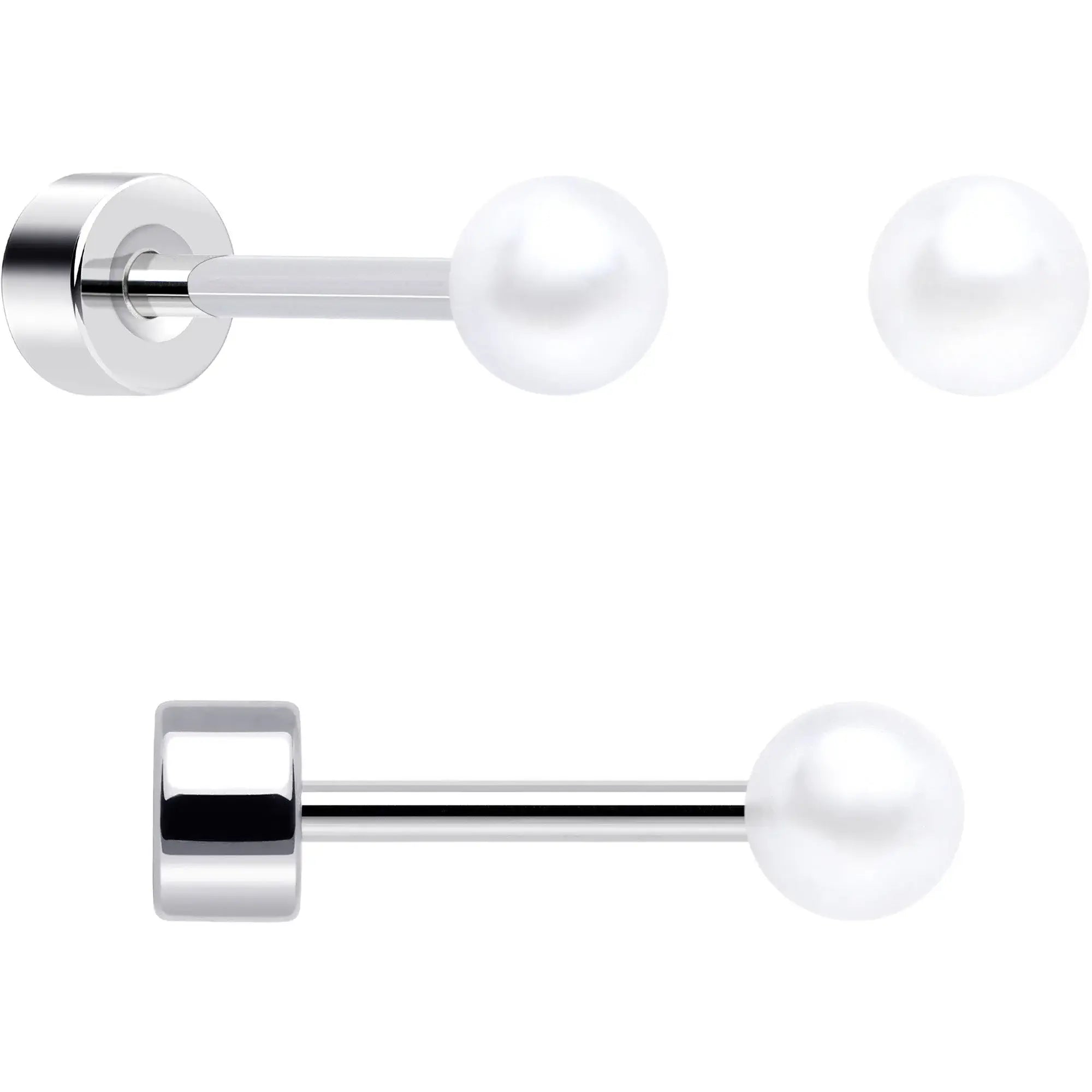 20G Clear Gem White Orb Flatback Earring Set of 6 - BodyCandy - Flyclothing LLC