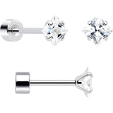 20G Clear Gem White Orb Flatback Earring Set of 6 - BodyCandy - Flyclothing LLC