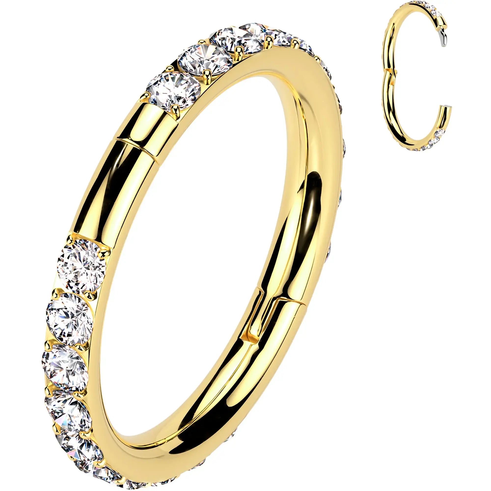 Implant Grade Titanium Forward CZ Double Sided Hoop Segment Ring - BodyCandy - Flyclothing LLC
