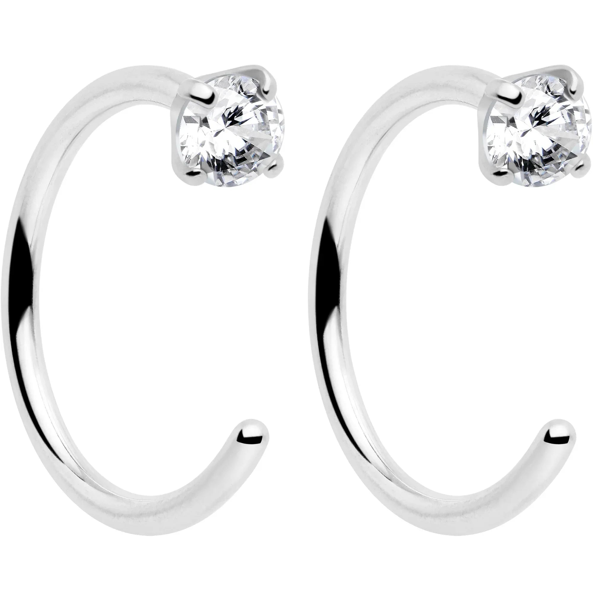 20G 2mm Gem Implant Grade Titanium Open Hoop Earrings - BodyCandy - Flyclothing LLC