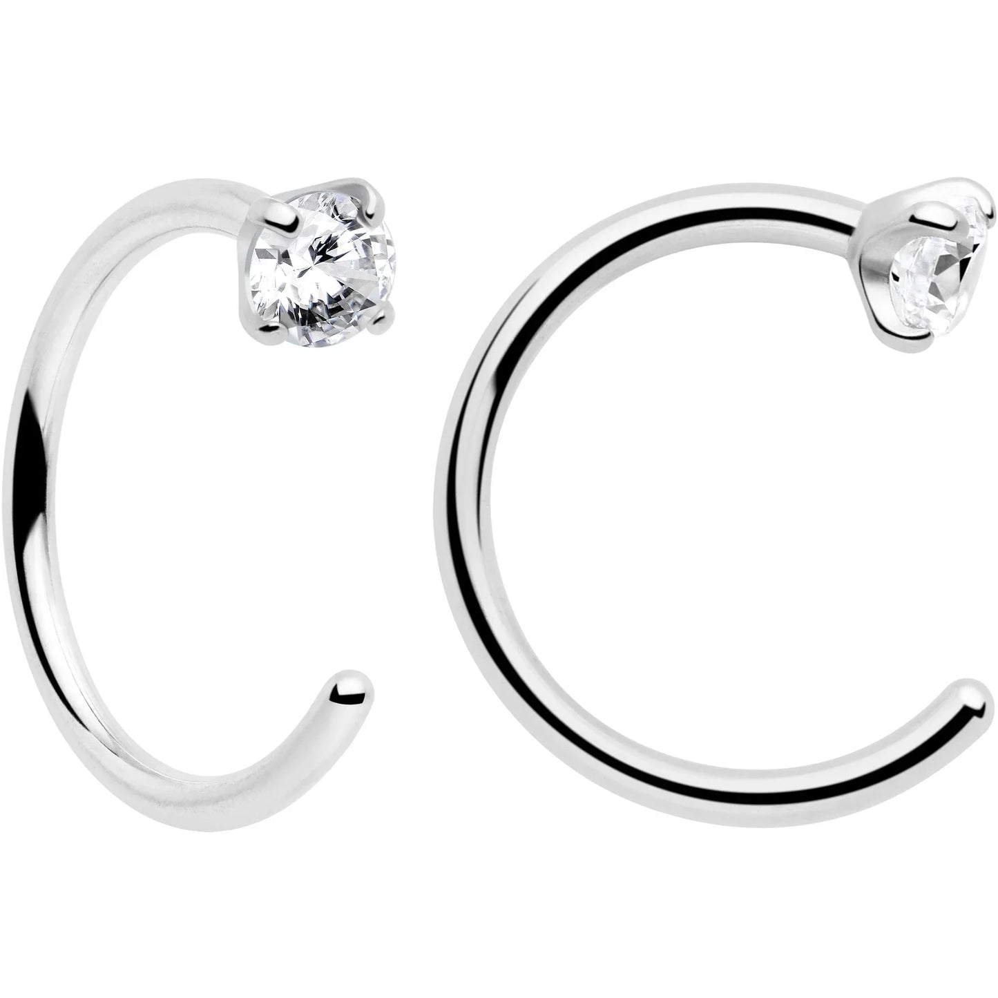 20G 2mm Gem Implant Grade Titanium Open Hoop Earrings - BodyCandy - Flyclothing LLC