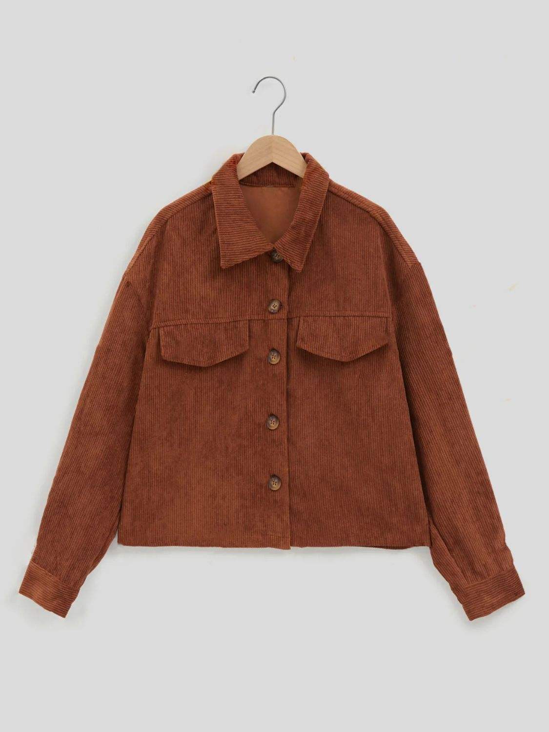 Button Up Long Sleeve Jacket - Trendsi - Flyclothing LLC