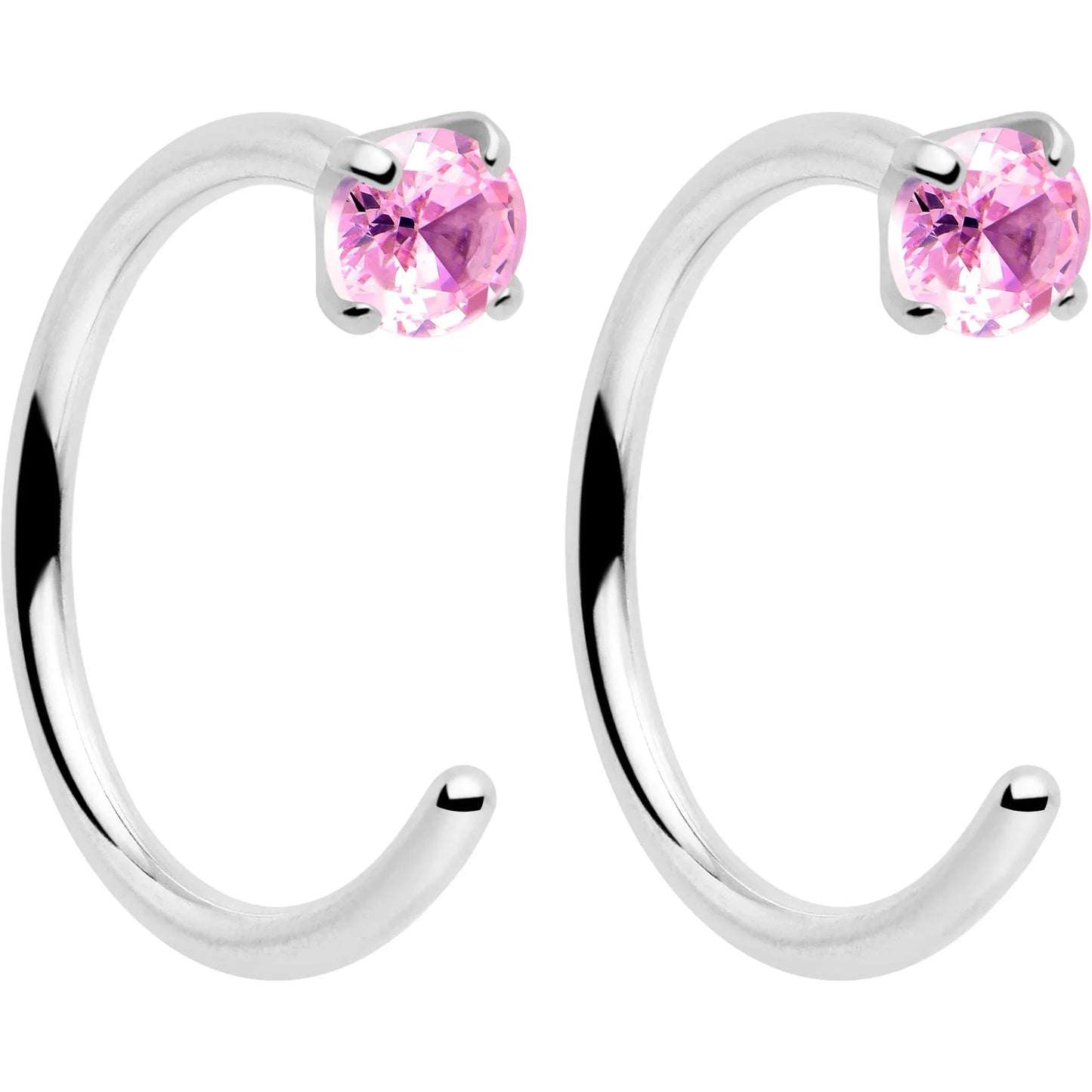 20G 2mm Gem Implant Grade Titanium Open Hoop Earrings - BodyCandy - Flyclothing LLC