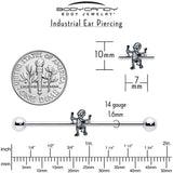 14G Two Tone Halloween Mummy Industrial Barbell 38mm