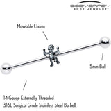 14G Two Tone Halloween Mummy Industrial Barbell 38mm