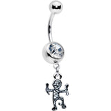 Clear Gem Two Tone Halloween Mummy Dangle Belly Ring