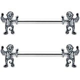 14G 9/16 Two Tone Halloween Mummy Barbell Nipple Ring Set