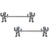 14G 9/16 Two Tone Halloween Mummy Barbell Nipple Ring Set