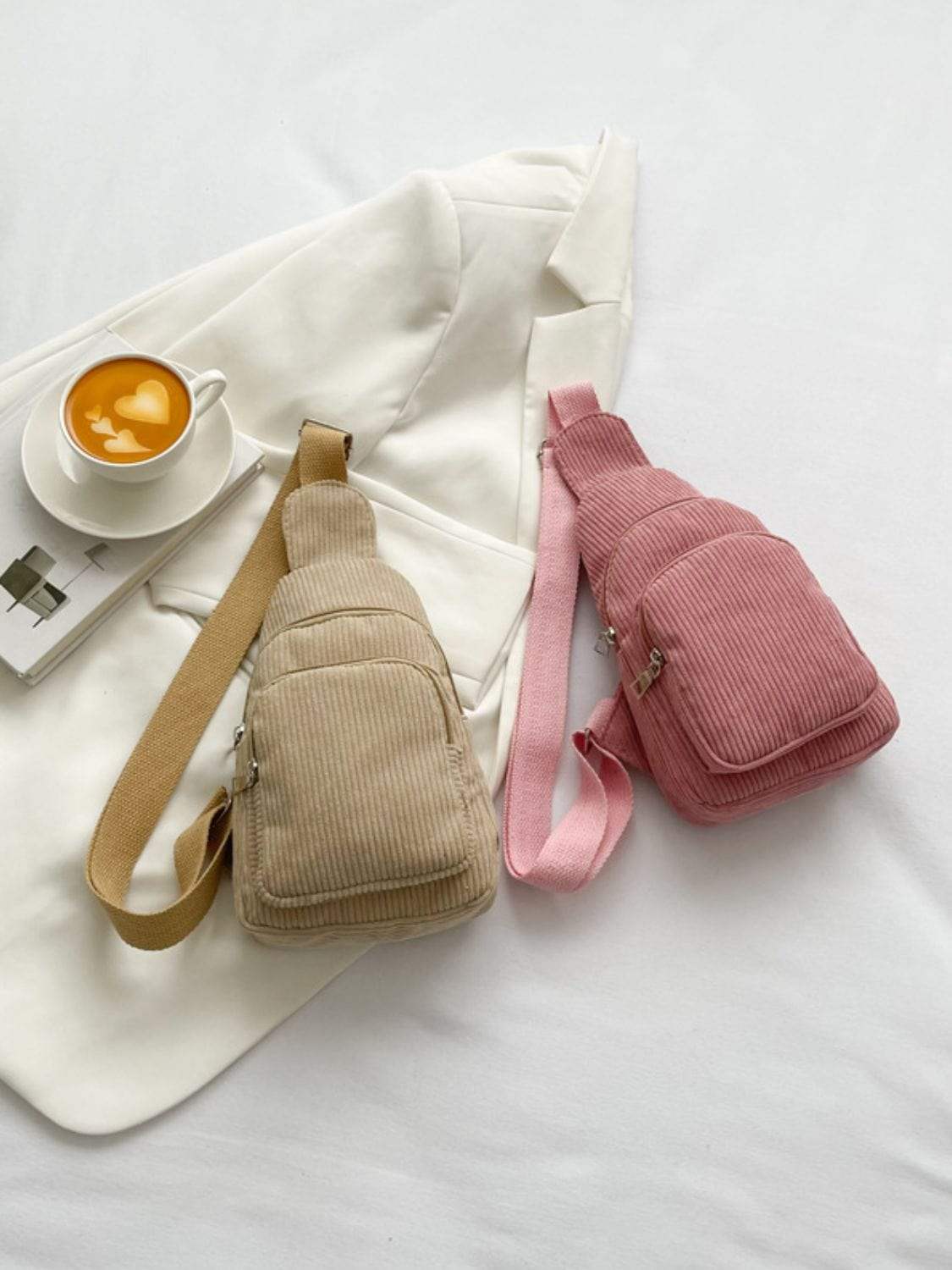 Corduroy Solid Color Crossbody Bag - Trendsi - Flyclothing LLC