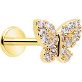 18G 5/16 CZ Gem Butterfly Paved Threadless Push In Labret Tragus - BodyCandy - Flyclothing LLC
