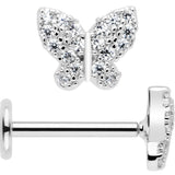 18G 5/16 CZ Gem Butterfly Paved Threadless Push In Labret Tragus - BodyCandy - Flyclothing LLC