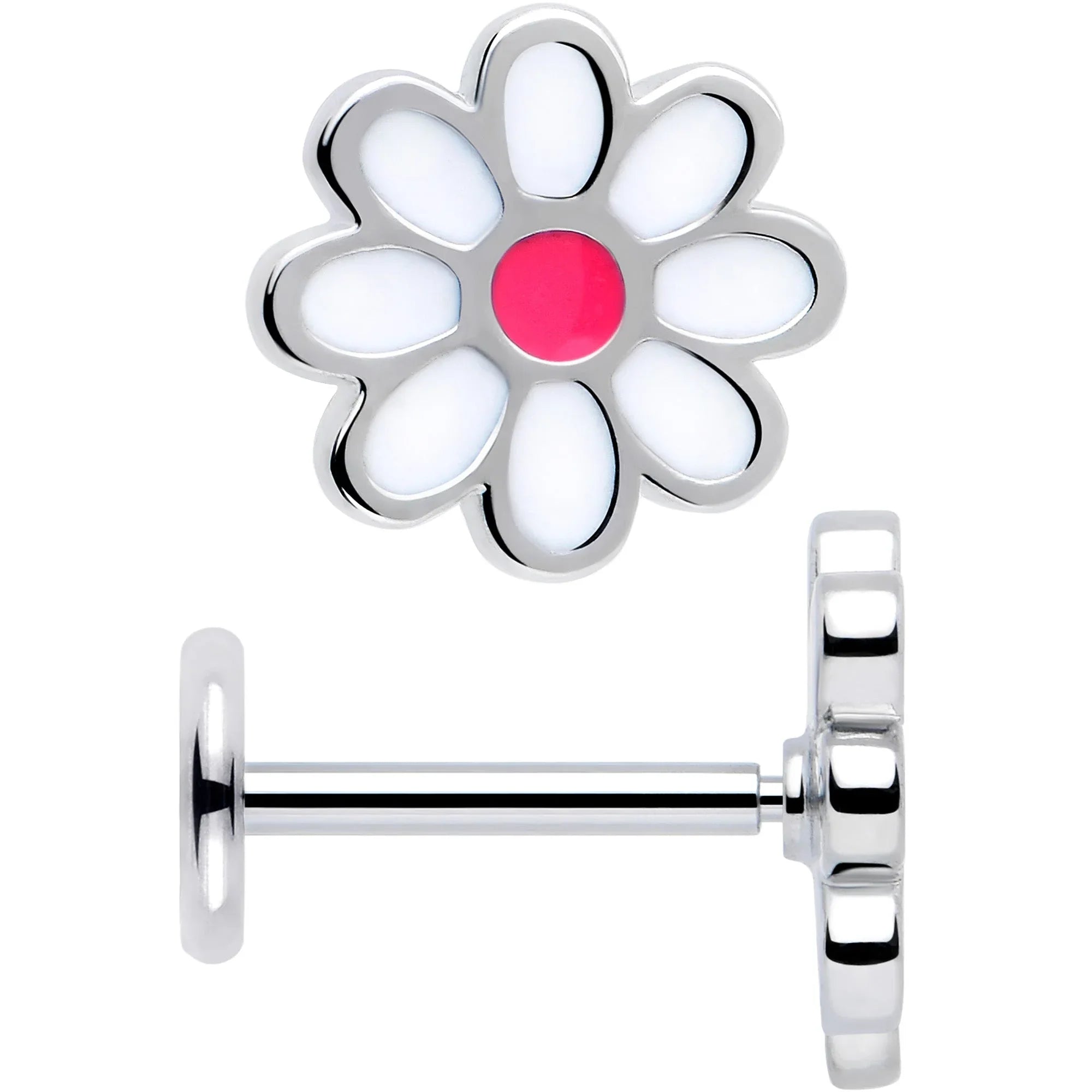 Daisy Flower Flat Back Stud Earrings - 1 Pair - BodyCandy - Flyclothing LLC