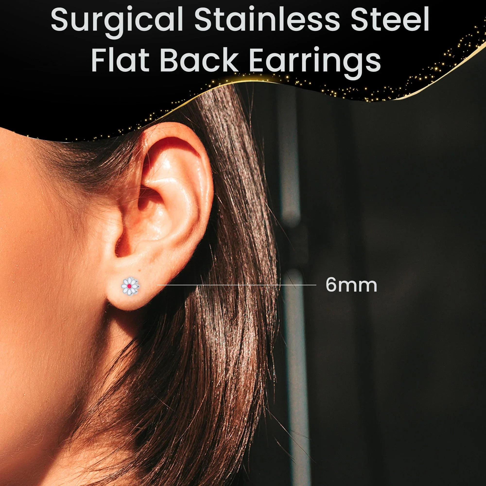 Daisy Flower Flat Back Stud Earrings - 1 Pair - BodyCandy - Flyclothing LLC