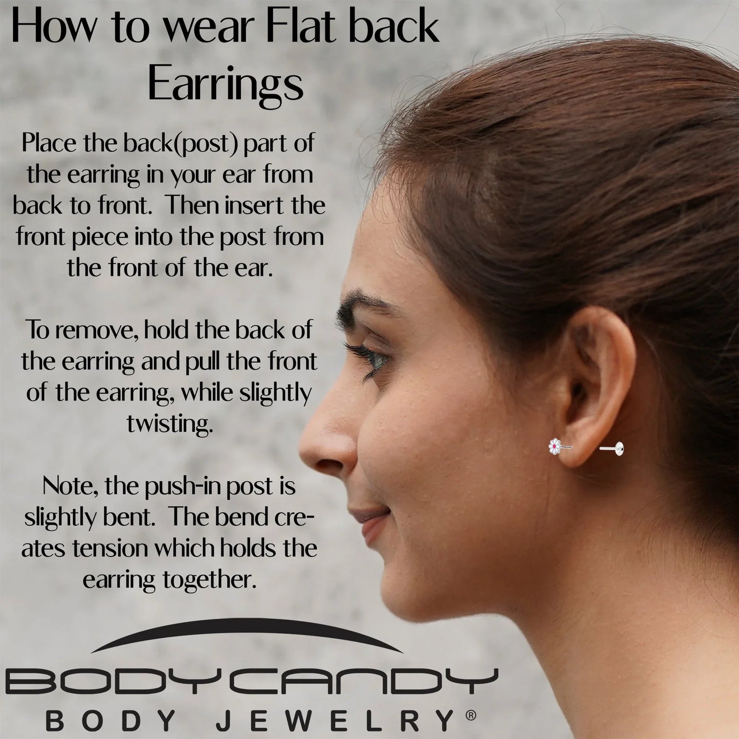 Daisy Flower Flat Back Stud Earrings - 1 Pair - BodyCandy - Flyclothing LLC