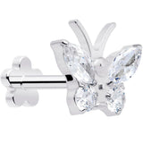 16G 5/16 Titanium Reversible Flower Threadless Gem Butterfly Labret Tragus - BodyCandy - Flyclothing LLC