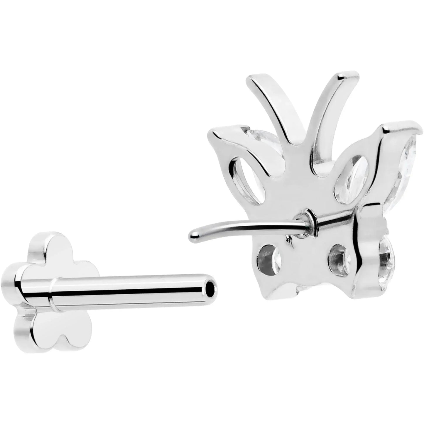 16G 5/16 Titanium Reversible Flower Threadless Gem Butterfly Labret Tragus - BodyCandy - Flyclothing LLC