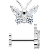 16G 5/16 Titanium Reversible Flower Threadless Gem Butterfly Labret Tragus - BodyCandy - Flyclothing LLC