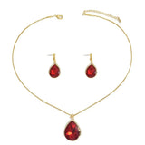 18K Gold-Plated Rhinestone Teardrop Necklace and Earrings Jewelry Set - Trendsi - Flyclothing LLC