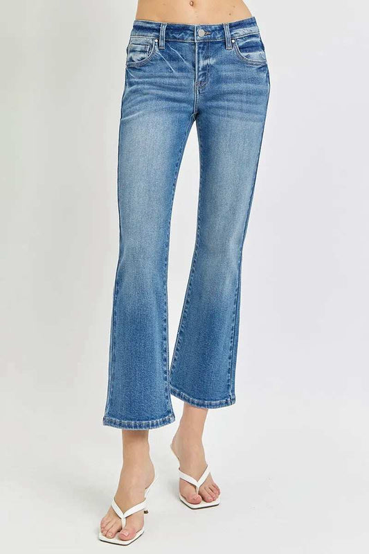 RISEN Full Size Low Rise Crop Flare Jeans Plus Size - Trendsi - Flyclothing LLC