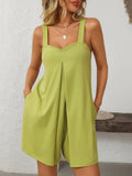 Mandy Sweetheart Neck Wide Strap Romper with Pockets - Trendsi